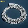 Preço de atacado 15mm 2 linhas hip hop jóias finas colar masculino 925 prata esterlina vvs moissanite diamante cubano link chain