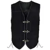 Suede Leather Vest black Triple Clasp Motorbike 240323