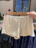 Randig knapp avslappnad shorts sommar stickad bomull elastisk hög midja hem kort byxa kvinnor vintage söta raka tröjor y2k 240323