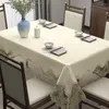 Toalha de mesa impermeável resistente a óleo e lavável toalha quadrada retangular renda chá branco