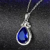 Colliers pendentifs en forme de goutte saphir plaqué argent 18 carats incrustés de tourmaline tanzanite collier de goutte d'eau