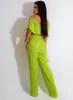 Women's Two Piece Pants WUHE Butterfly Sleeve Crop Top And Straight Suit Pleated Set 2024 Streetwear 2 Outfit Tracksuit