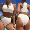 Costume da bagno bikini da donna Costume da bagno bikini alla moda e sexy diviso bianco sport da nuoto con pettorali biquine