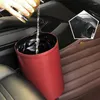 Acessórios interiores carro lixo folable pendurado lata de lixo de couro à prova dwaterproof água organizar cesta bin lixo auto