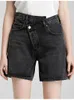 Women's Shorts Denim 2024 Twisted Waist Overlapping Design High Solid Color Casual Jeans