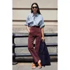 Women's Pants High Quality! French Vintage Corduroy Slimming Leg Mid-high Waisted Twisted Seam Curved Trousers