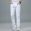 Klassisk stil Mens Regular Fit White Jeans Business Smart Fashion Denim Advanced Stretch Cotton Trousers Mane Brand Pants 240320