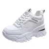 White Pu Leather Y Sneaker Autumn Winter Platform Vulcanize Shoes Woman Thick Bottom Hidden Heels Sport 240313