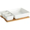 Tablice japońskie zastawa stołowa Ceramiczna TAD PLAPINE Breakad Tray Ser Baked Rice Snack Piece Piece z bambusową matą