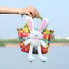 Shopping Bags Colorful Plaid Texture Hand-held Woven Bag Portable Handheld Vegetable Basket Niche Women's