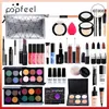 Juego de maquillaje profesional, paleta de sombra de ojos brillante, brillo de labios, kits de lápiz labial Foundati, Base impermeable, cosméticos, bolsa de brochas de maquillaje K33E #