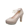 Klänningskor Spring Gold High Heels Platform Woman Pumps Autumn 2024 Luxury Crystal Ankle Ctrap Wedding Shoe Tacones Mujer Silver Pink 31-46