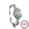 Cluster Rings 2024 Light Luxury Love 925 Sterling Silver Ring Heart Shaped 5A Zircon Simulated Diamond for Women