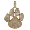 Colliers pendants micro-pavés en zircone cubique bling glacée chiot petit chien pendentif collier pour hommes