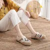 Casual Shoes Canvas Women Linen Retro Bohemian Slip-On Flat bekväma loafers damer broderade sula sneakers