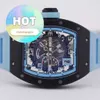 Orologio da polso di movimento RM Hot RM RM030 Argentina Blue Black Carbon Hollow Date Dynamic Storage Men
