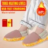 Hausschuhe USB Beheizte Schuhe Einlegesohlen Elektrisch Fußwärme Pad Füße Wärmer Socken Matte Hause Baumwolle Heizung Einlegesohle Winter Warme Slipper