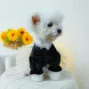Vêtements pour chiens Robe pour animaux de compagnie Mariage élégant avec décoration de nœud de fleur 3D Princesse élégante pour des occasions de fantaisie Épissage de maille