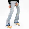 Y2k mode bläck graffiti baggy rippade flare jeans byxor för män kläd koreanska casual kvinnor denim byxor vetenskaper homme 240311