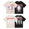 Marca de moda americana Hellstar personagem abstrato impressão rap Ins casual camiseta de manga curta para homens e mulheres