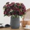 Flores decorativas resistentes a UV Decoração floral artificial Ramo de peônias realistas com haste 7 cabeça falsa para casa