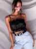 Dames T-shirts Riem Wild Vest Sexy Geplooide Tube Top Mode Korte Vrouw Effen Kleding