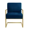 F Удобный модный стул Veet с подушкой и металлическим золотым кронштейном с квадратным подлокотником - темно-синий