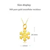 Neck Pendants For Women 999 Pure Gold Christmas Snowflake Pendant Chain Around The Woman Jewelry 24K 240311