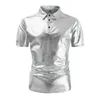Męskie koszulki Tysięce Koszulka Wysokie mężczyźni średnia moda Modna wydajność swobodna klapa z krótkim rękawem błyszcząca