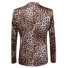 Pants Sets for Men in Leopard Print Style Suit Blazer Jacket Pants Formal Luxury Party Celebrity Star Suit 240318