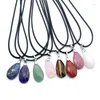 Pendentif Colliers 10pcs Cristal Naturel Pierre Goutte D'eau Opale Rose Lapis Quartz Jade Charmes Pour Corde Gratuite Style De Mode Bijoux