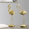 Miniatures Golden Flamingo Figurine Nordics Style Home Resin Ornament Living Room Bedroom Fairy Garden Decor Handmade Craft Gift Accessory