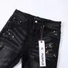 Nya lila varumärken svart knähål jeans