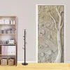 Stickers Removable Door Stickers European 3D Embossed Old Tree Waterproof Living Room Bedroom Door 3D Wallpaper Self Adhesive Wall Decals