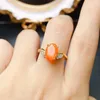 Clusterringen Natural Orange Opal Engagement Ring voor vrouwen Sterling Silver Bridal Promise Gift Her Unieke 925