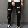 Men Streetwear ممزق الجينز سراويل سراويل أنيقة الثقوب الذكور غير الرسمية سراويل الدنيم قلم رصاص 240311