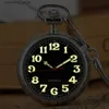 Pocket Watches Retro Pocket Pendant Clock Luminous Arabic Numerals Display Mechanical Self Winding Pocket with 30 cm Silver Fob Chain L240322