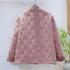 Vestes pour femmes Style chinois Vêtements d'extérieur Automne et hiver Brodé Rose Rétro Bouton à la main Veste en coton