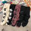 Y2k Amerikaanse High Street Retro Oversized Gebreide Broek Mannen Wolf Hoofd Gedrukt Straight Gothic Punk Casual Broek 240320