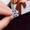 Klaster pierścieni Śliczny srebrny pierścień z topazem 7 mm 9 mm naturalny dla młodej dziewczyny 925 Biżuteria prezent Brithday