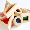 Sortera häckande stapling leksaker Rainbow Block Transparent akryl Stapling Toy Solid Wood Building Crane Montessori Childrens 24323