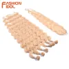 Weven FASHION IDOL Body Wave Haarbundels Met Sluiting Synthetisch haar Inslag 36 inch 7 stks/pak 320g Ombre Blond Haar Weven Bundels