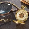 Orologi da tasca Nuovo arrivo Retro Golden Crane Bird Tasca meccanica Orologio inciso al laser Carica manuale Fob Catena Pendenti Orologio L240322