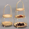 Jewelry Pouches Baskets Tier Rack Fruit Bread Food Storage Kitchen Decorate Round Plate Stand Container Three Layers