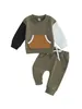 Kleidungssets Kleinkind S Stilvolles 2-teiliges Trainingsanzug-Set Gemütliches Langarm-Sweatshirt mit Tasche und elastischer Hose für Babys mit A