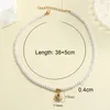 Pendant Necklaces Black Eye Zircon Inlaid Imitation Pearl Necklace For Women Collar Stainless Steel Clasp