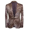 Pants Sets for Men in Leopard Print Style Suit Blazer Jacket Pants Formal Luxury Party Celebrity Star Suit 240318