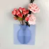 Vases en silicone Vase à fleurs Stickers muraux Pot auto-adhésif hydroponique planteur autocollant accrocher des fleurs décoration bricolage