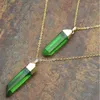 Pendant Necklaces NM11572 Fashion Apple Green Crystal Quartz Gold Color Faceted Irregular Shape Necklace For Women