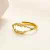 20Style Classic Brand Designer 18K Gold Plated Letter Rings Crystal Rhinestone Silver Love Rings for Women Engagement Ring